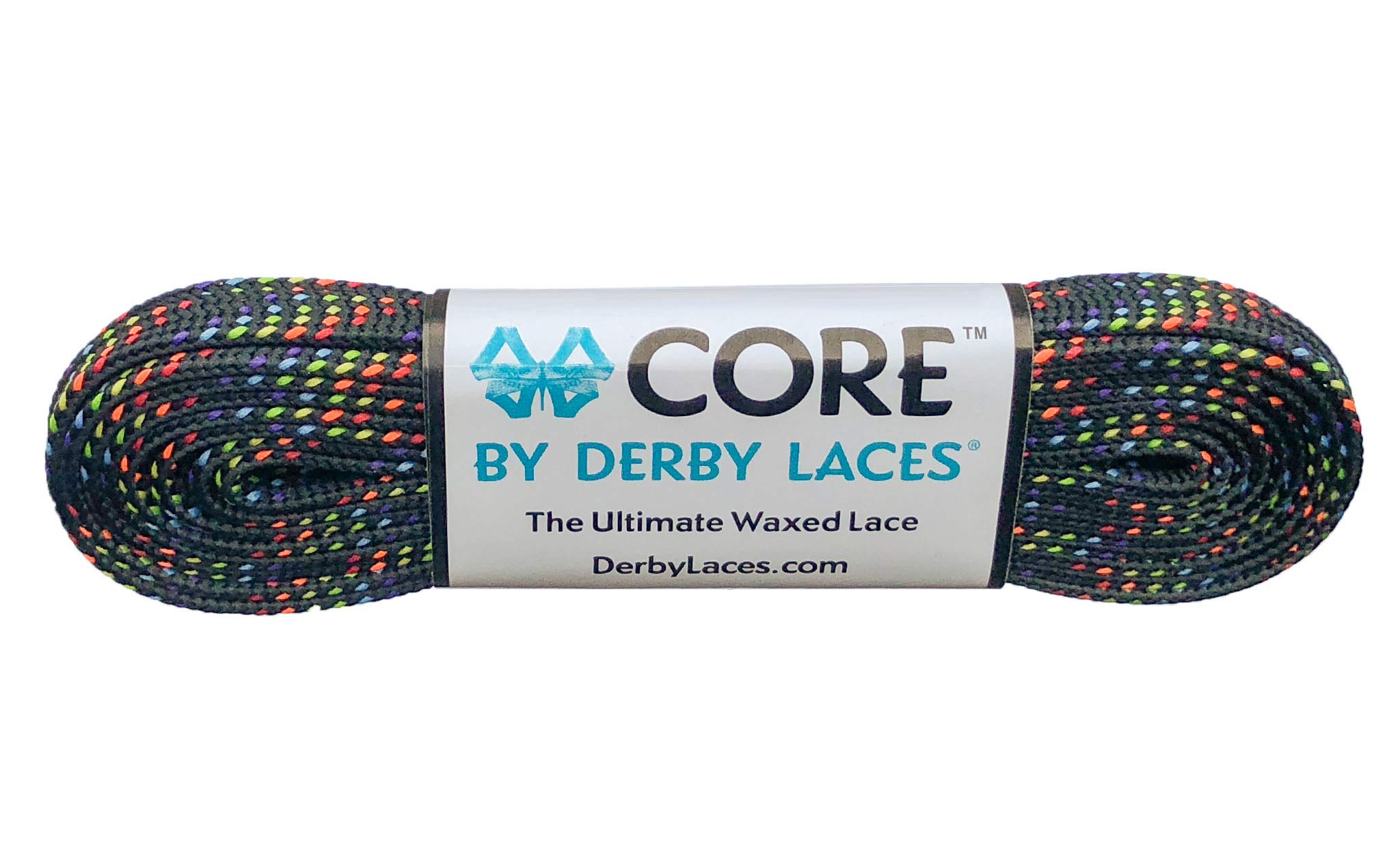 Derby Laces CORE Narrow 6mm Waxed Lace for Figure Skates, Roller Skates, Boots, and Regular Shoes, Rainbow, 54 Inch / 137 cm โ image 1