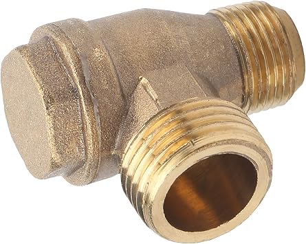 Brass Air Compressor Check Valve 2 Way Swing Check Valve for Backflow Prevention Non Return Valve Air Pump Accessories G1/2 x G3/8 Threaded Connection Industrial Grade