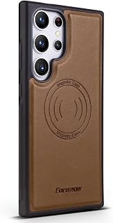 Leather Case for Samsung Galaxy S26/S26 Plus/S26 Ultra, RFID Blocking Card Holder Detachable Case, Ultra Thin Magnetic Suction Shell (Brass,S26)
