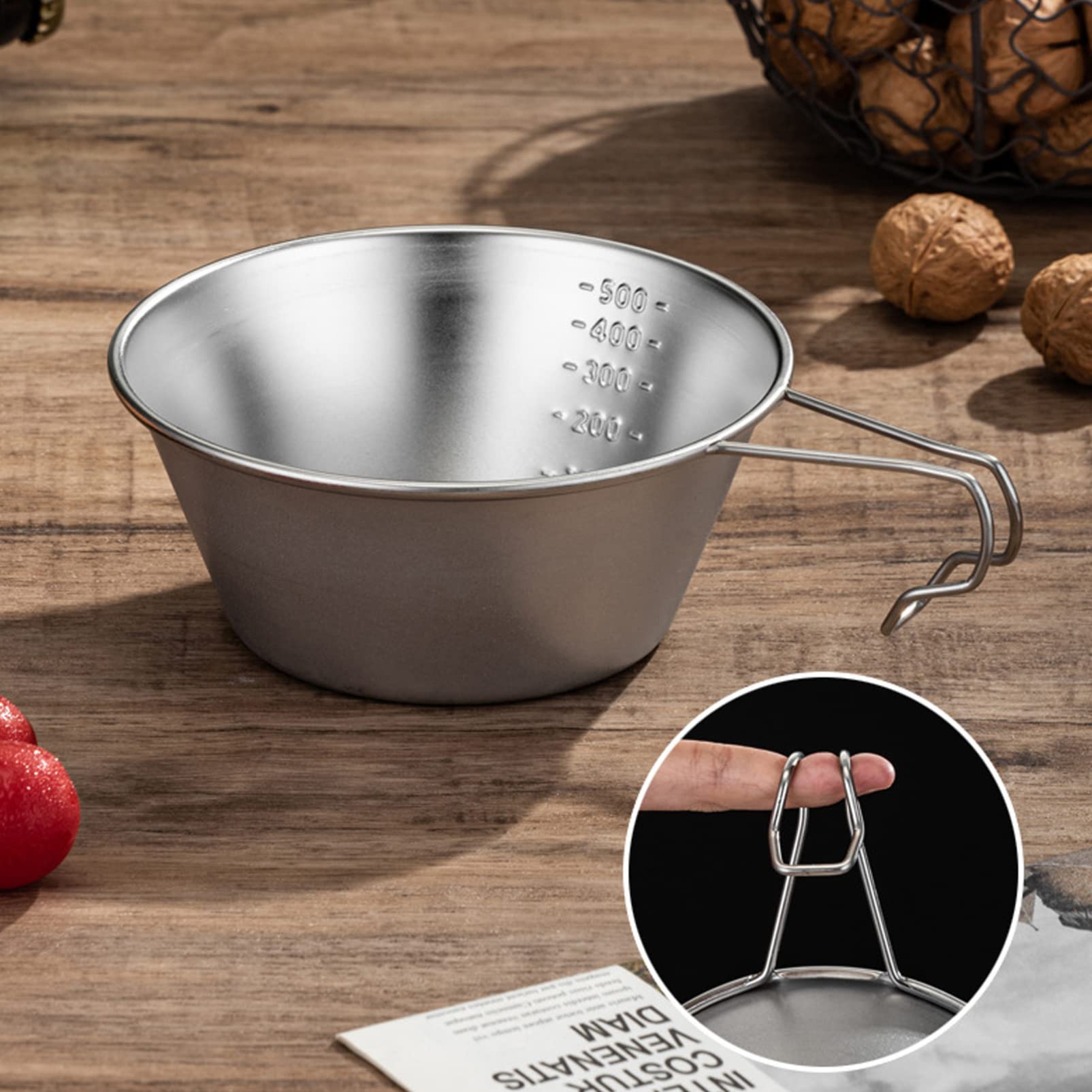 ifundom 3 Stück Japanische Schalen Camping Schüssel aus 304 Edelstahl 500ml mit Skala Leicht und Kompakt für Outdoor Camping