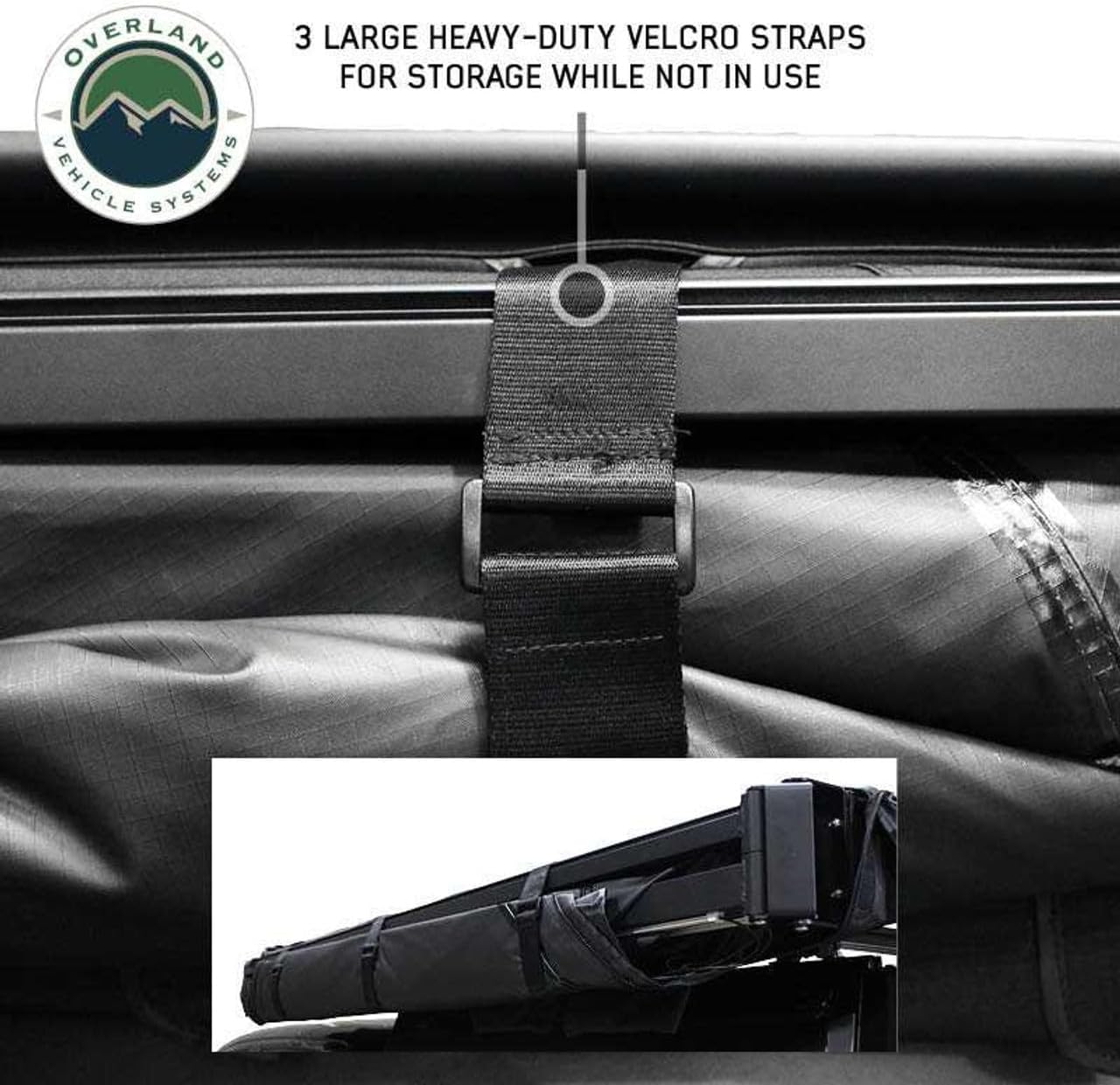 Overland Vehicle Systems 19690001 XD Nomadic 270 Degree Awning with Integrated LED Lights & Black Out Driver Side | 129 Sq Ft of Coverage | Black Fabric and Travel Cover Included