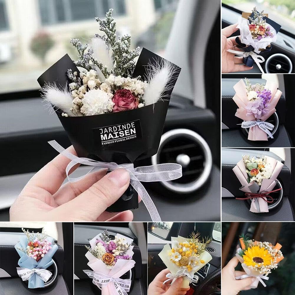 Mini Bukiet Aromaterapii Samochodowej, Mini Bukiet Suszonych Kwiatów, Wylot Klimatyzacji Samochodowej, Dekoracja Klipsa Do Perfum, Dekoracja Perfum Wylotu Powietrza Samochodowego, Ak, E, 1 set