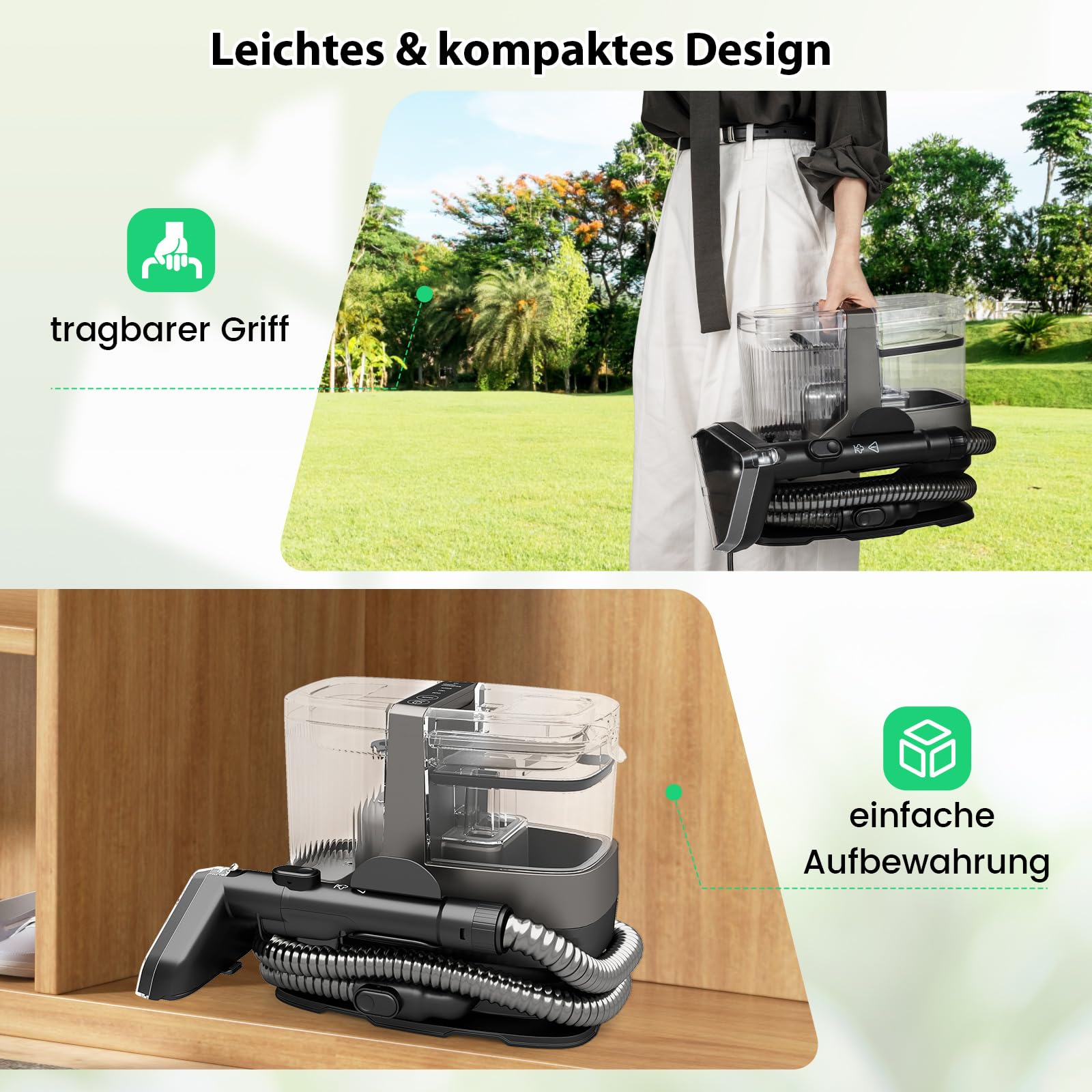 COSTWAY Urządzenie do czyszczenia tapicerki, 1800 W, para, sterylizacja, czyszczenie zimnej i gorącej wody, odkurzacz z 2 głowicami szczotki, przenośny odkurzacz na mokro do sofy, tapicerki, schodów