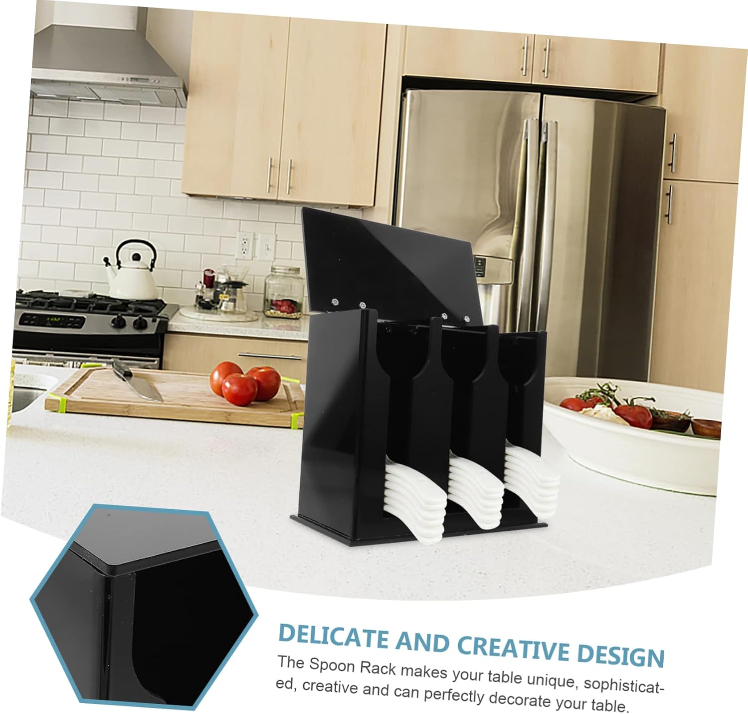 Mikinona Kitchen Utensil Rack Holder for Storage Easy Clean Design for Home Restaurant and Buffet Use Elegant Acrylic Spoon Stand