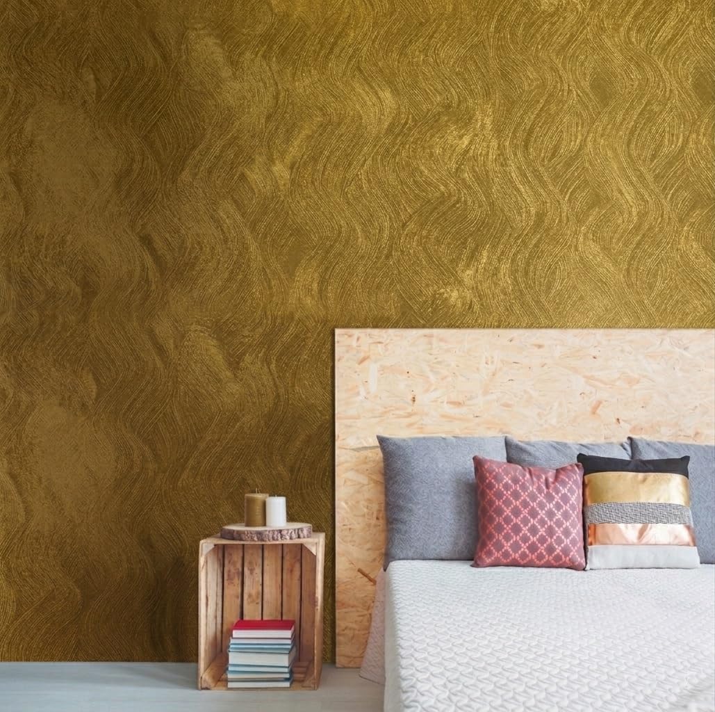 MAXMEYER Nobilart, Pittura Decorativa Effetto Sabbiato Perlescente e Brillante, Oro, 1 L
