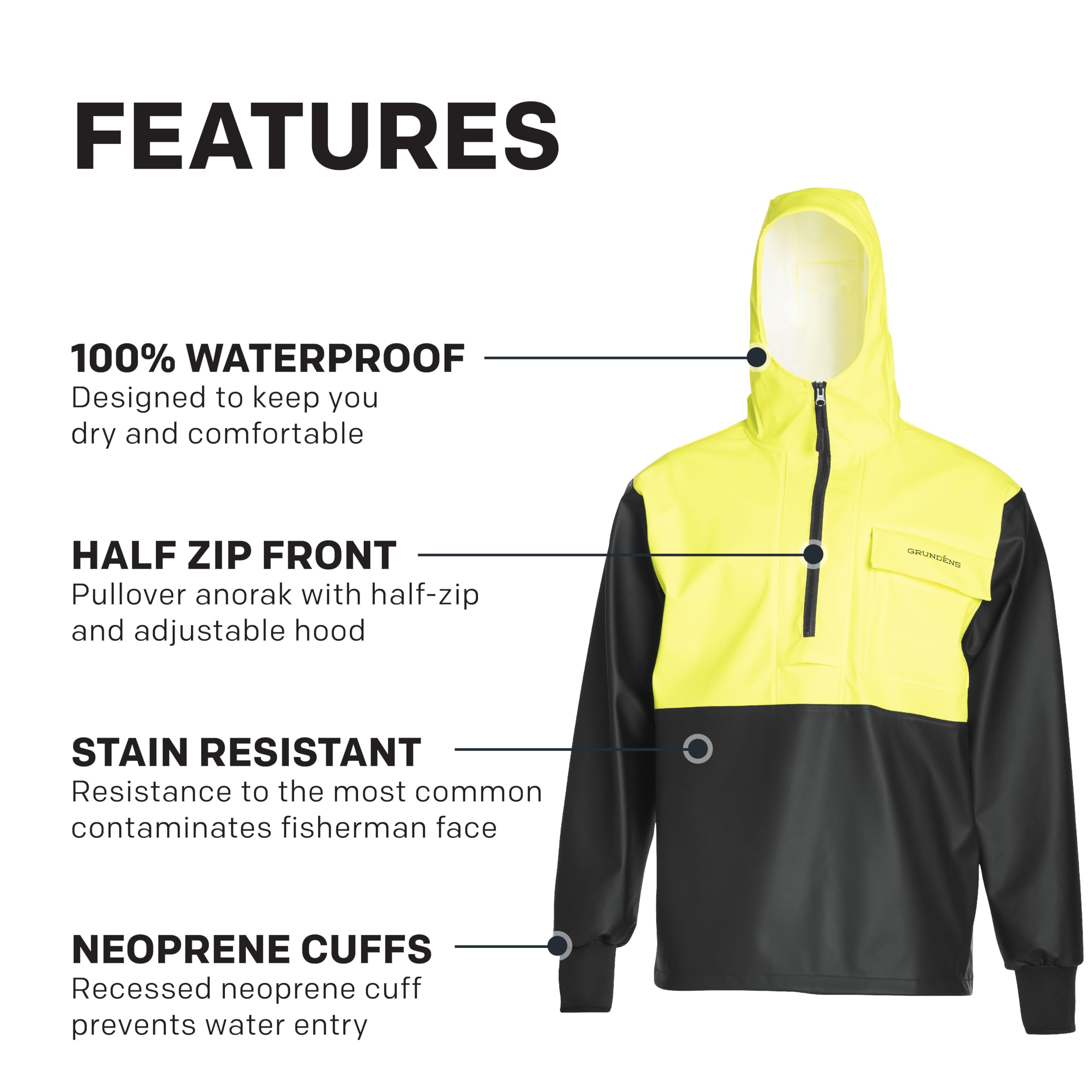 Grundéns Pull-Over Neptune pour Hommes pour la Pêche Commerciale Anorak