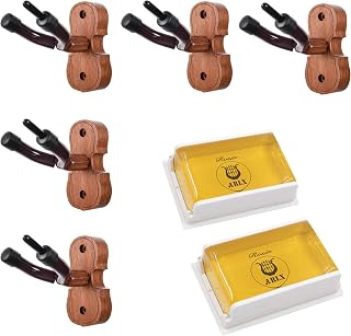 Sound harbor Violin Wall Mount Violin Hanger Stand (Violin Shape Base Hanger 5 Pack), 2 Pack Rosin for Violin Viola and Cello Rosin for Bows (2pack YJ-F01 Rosin)