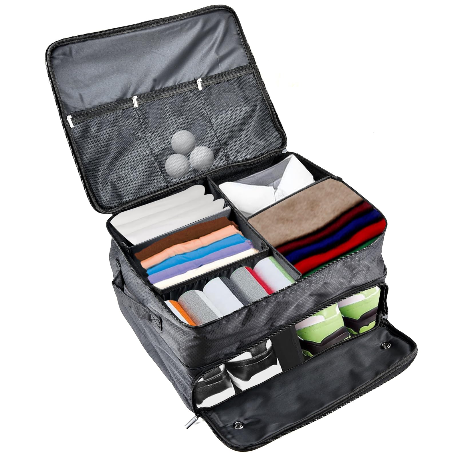 Organizer per Bagagliaio, Borsa da Auto Multiscomparto con Scomparto per Scarpe per Mazze da e Accessori per Gli Appassionati di Auto