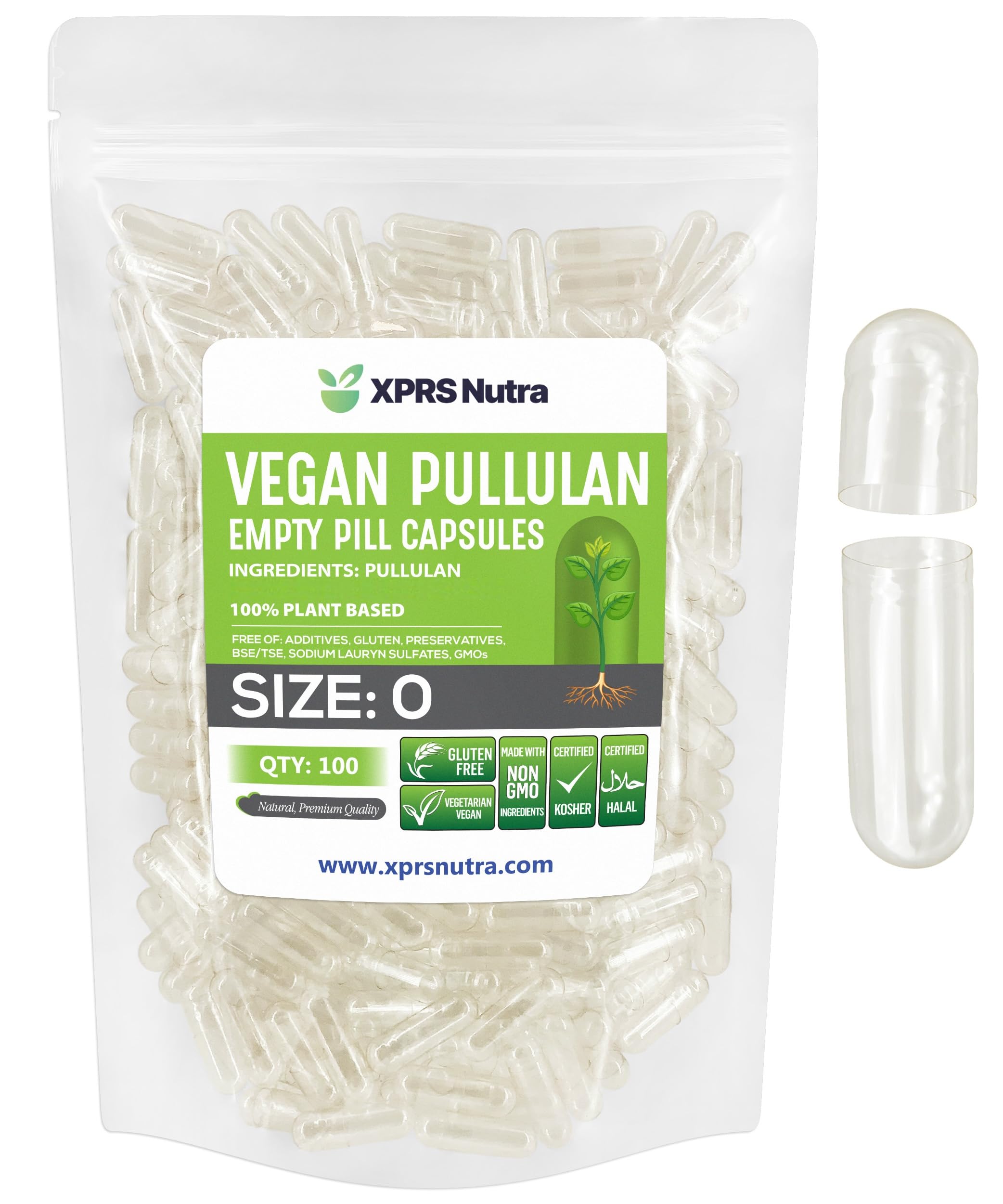 XPRS Nutra Size 1 Pullulan Empty Capsules - 500 Count Clean Label Plant Clear Empty Vegan Capsules - Premium Vegetarian Pills - Do-It-Yourself Vegetable Caps Filling — Amazon image 8