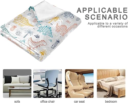 Miniatura 4 de Childish Doodle Striped Cute Dinosaurs Ultra-Soft Plush Blanket, Microfiber Holiday Sofa Throw Blanket Adults Kids Sofa Picnic Bedroom Throws