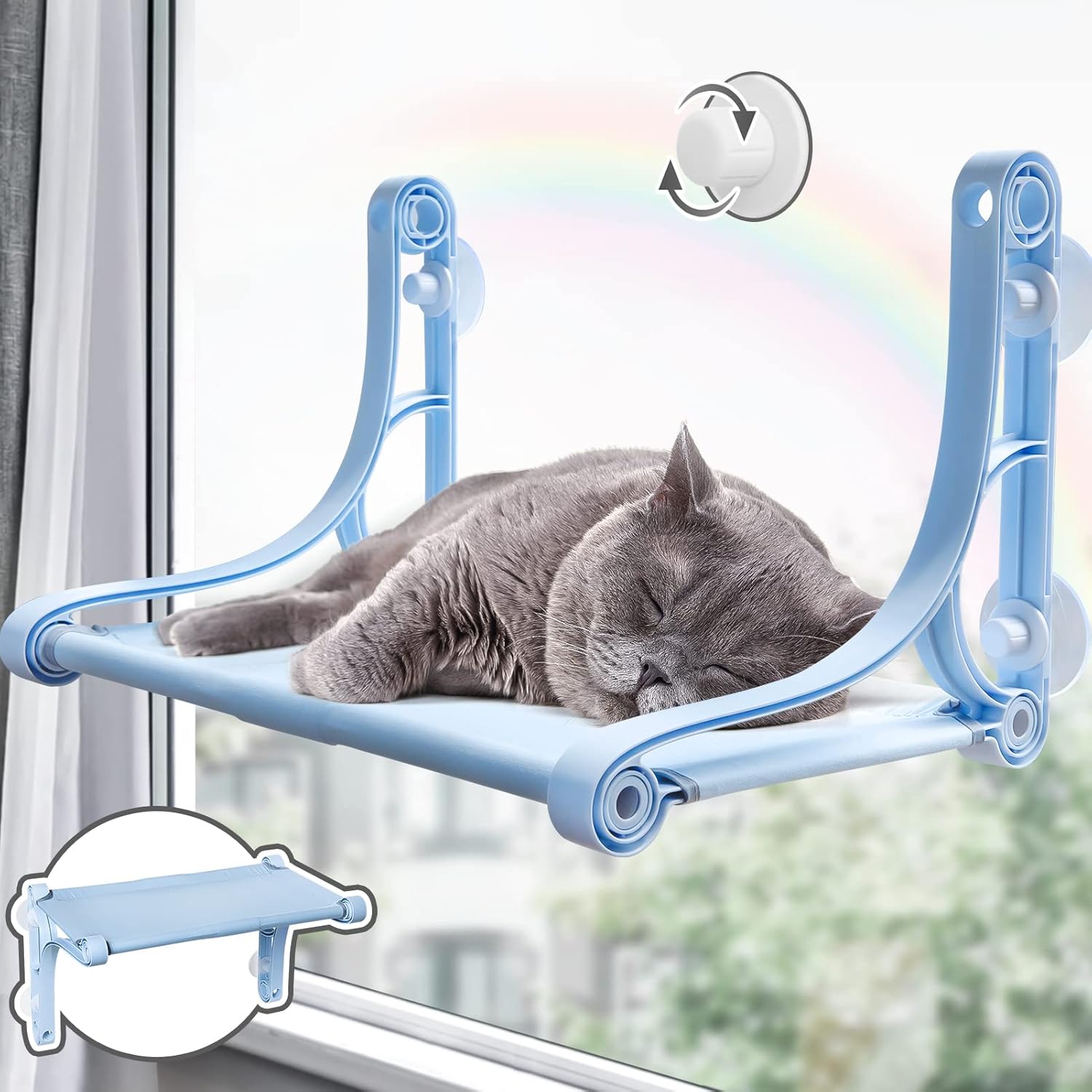 ZRU Cat Window Perch Cat Window Hammock with 2 Installation Styles, Safe & Sturdy Cat Hammock with Reinforced Suction Cups, Cat Window Seat Bed for Indoor Cats (Yellow) : Pet Supplies