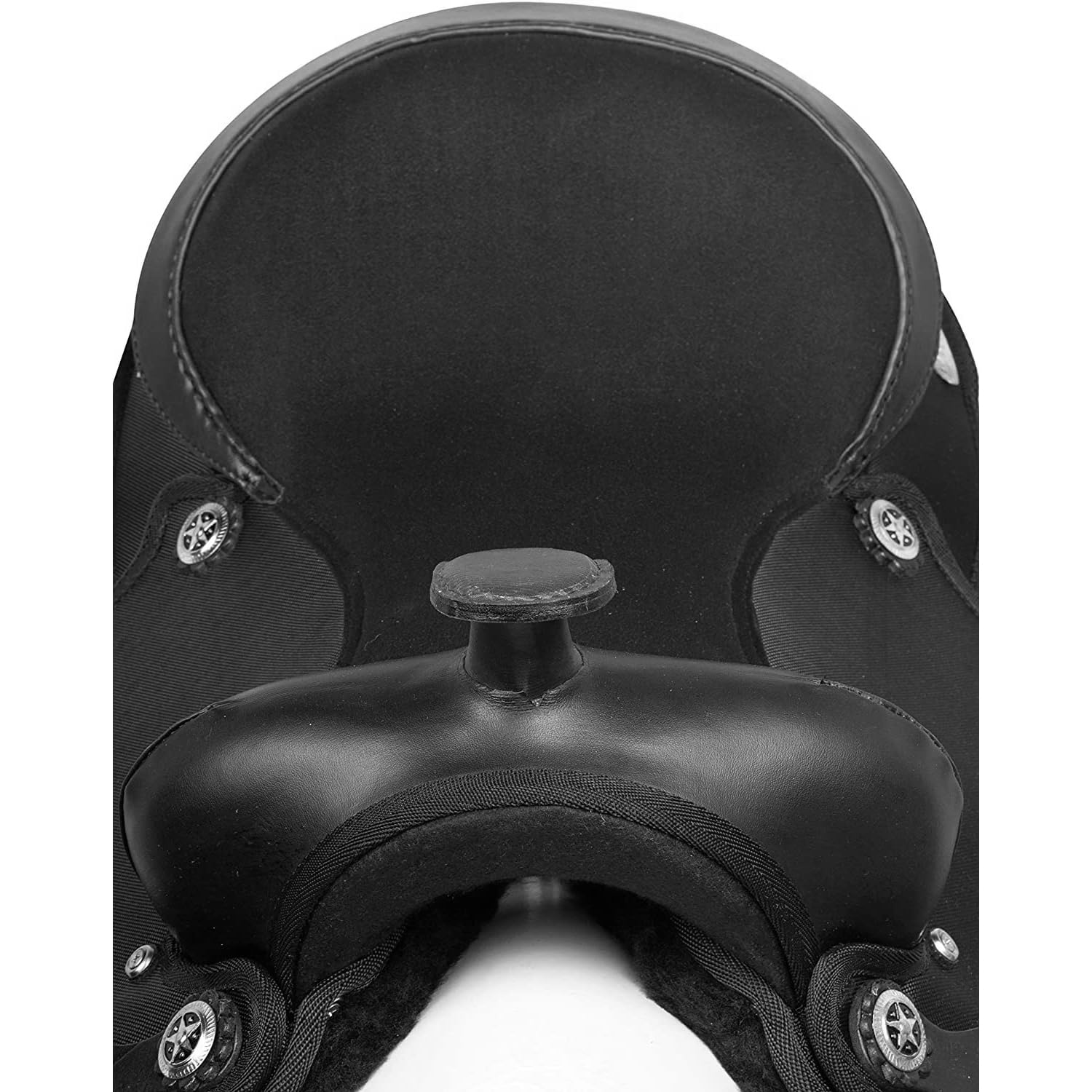 Western Horse Saddle Synthetic Pleasure Trail Barrel Racing Tack Set Nero 25,4 cm a 45,7 cm Seat 001
