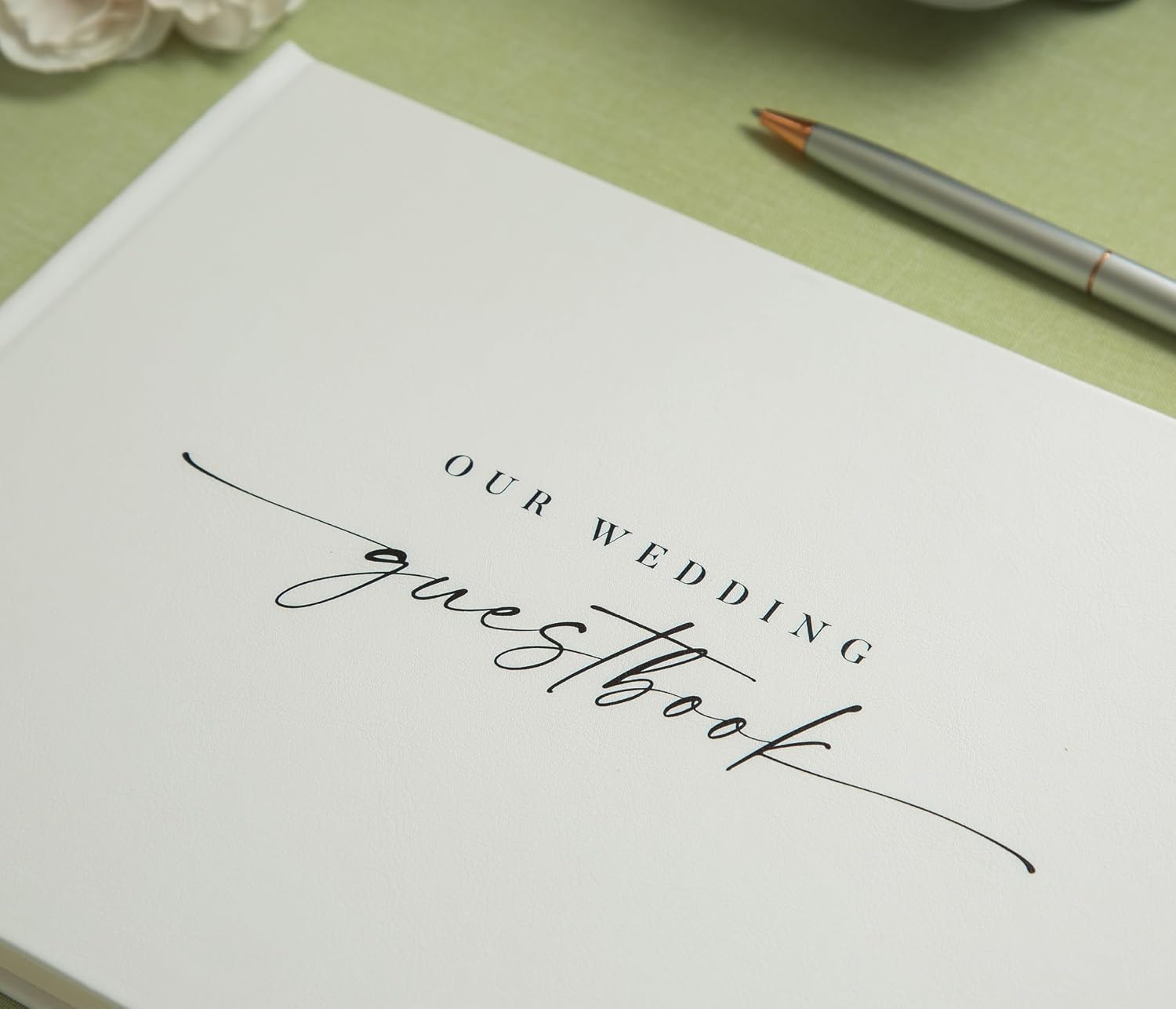 Wedding Photo Guest Book (Eggshell) - 11.5x8.5" White Reception Memory Book | Includes Black Photo Corner Stickers | 140 GSM Thick Paper | 120 Photo Slot & Lined Pages | Hardcover Photo Booth Album