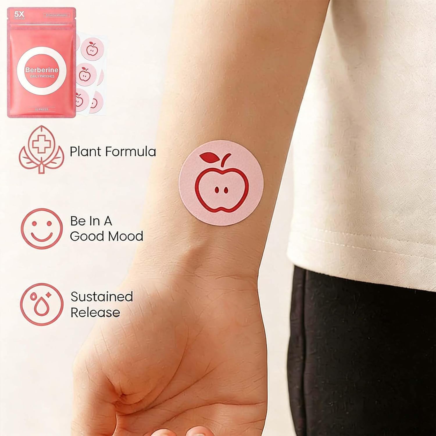 Berberine Patches - 5X Stronger Formula-New & Improved,Suitable for Men and Women's Body Care Patches (90 pcs)