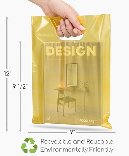 Miniatura 40 de 100 bolsas de 1.5 mil de grosor, 9 x 12 pulgadas, bolsas de agradecimiento con asas extragruesas perfectas para mercancía, pequeñas empresas y venta