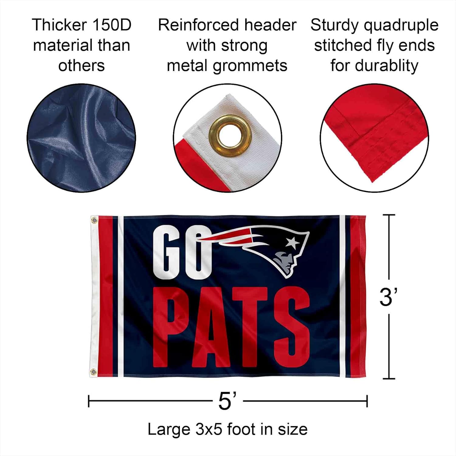 New England Patriots Go Pats Flag