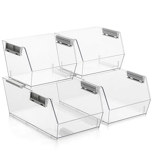 HOMESTEAD Set of 4 Stackable Storage Bins, 2 Large +
