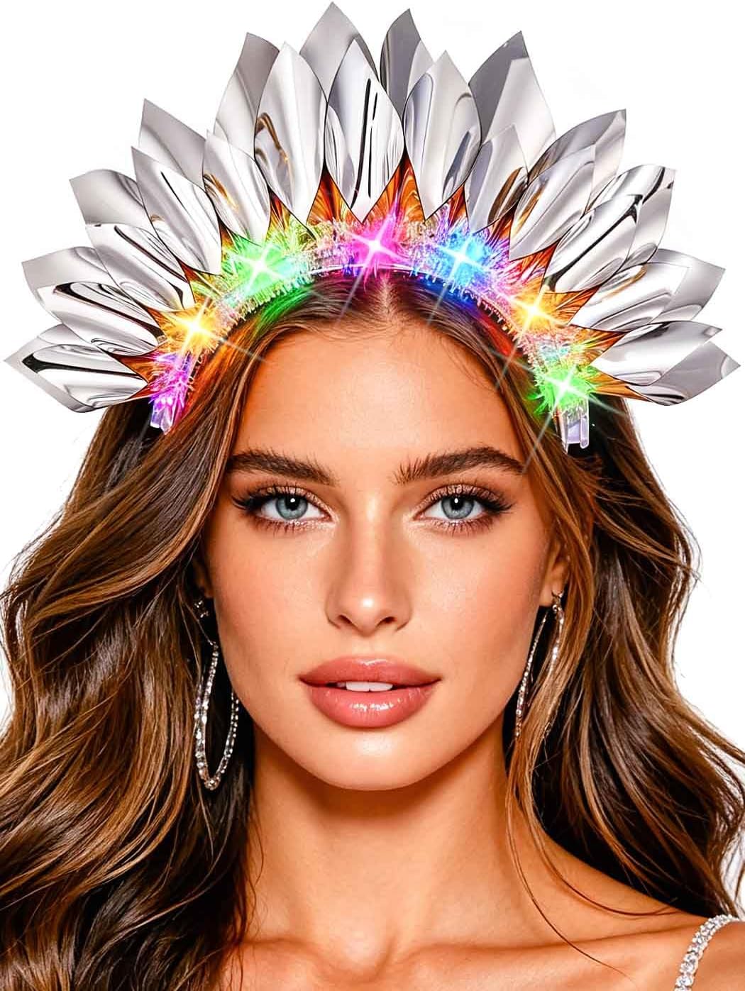 Zoestar Light Up Crown Headband Glow Party Rave Hair Accessories