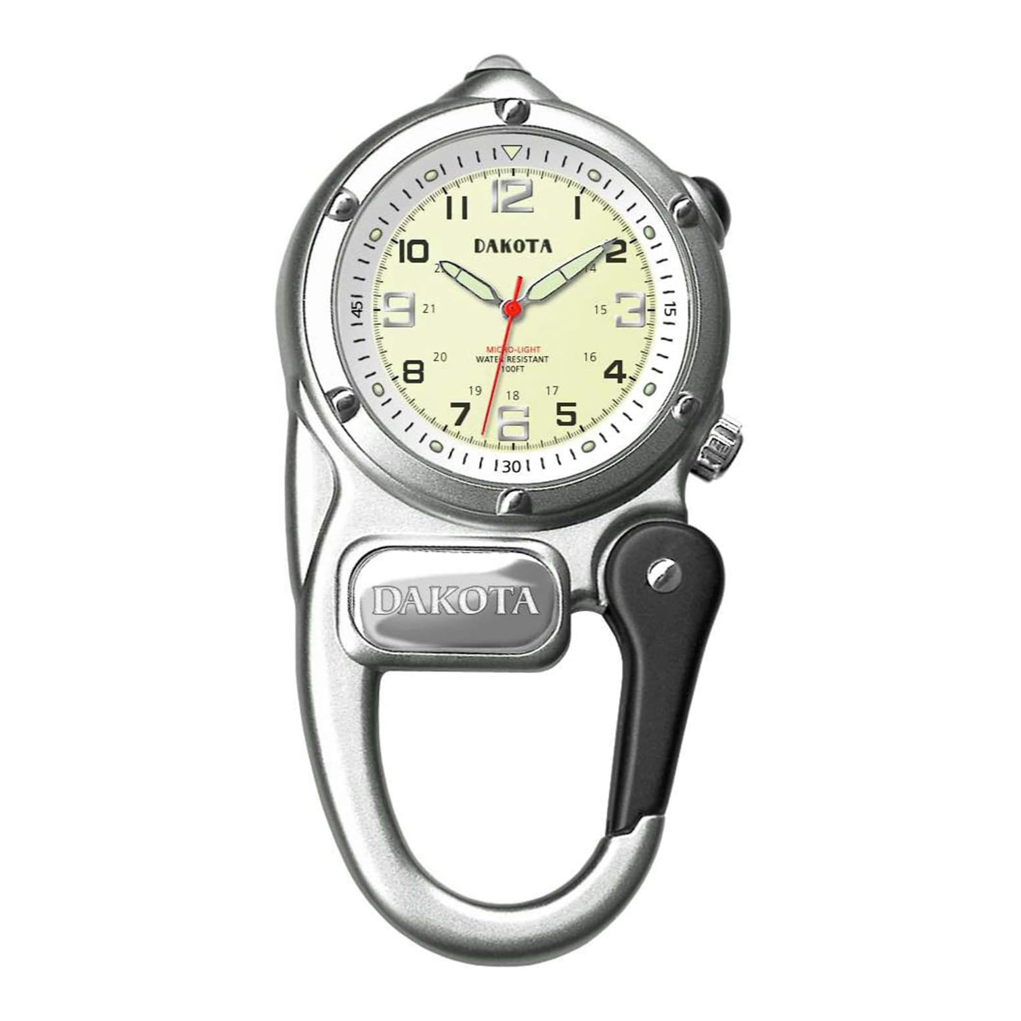 Dakota Mini Clip Pocket Watch with LED Flashlight Clip-On Watch, Water Resistant