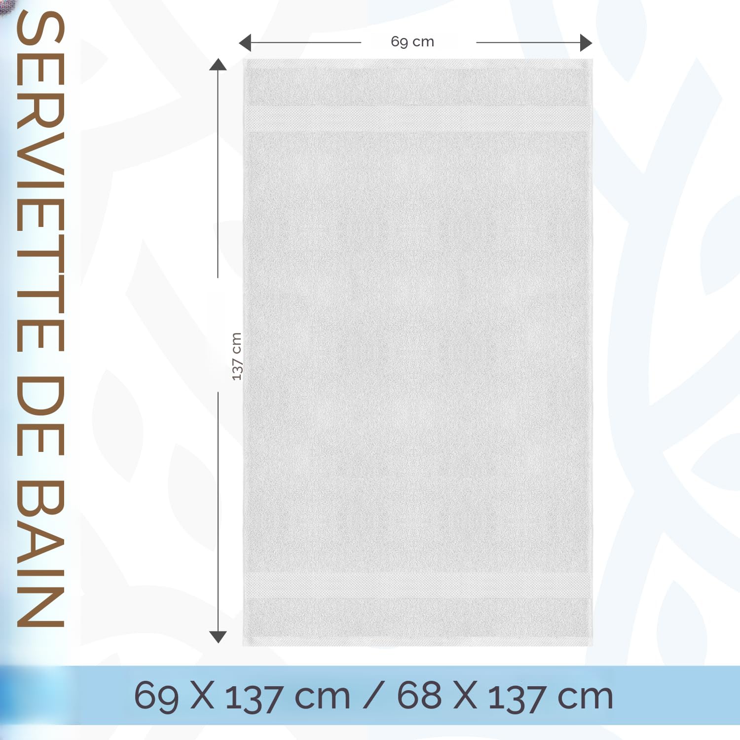 White Classic – Lot de 4 grandes serviettes de bain de luxe 700 g/m² en coton ultra doux 68,6 x 137 cm | Serviettes de bain hautement absorbantes et à séchage rapide | Serviettes de bain de qualité