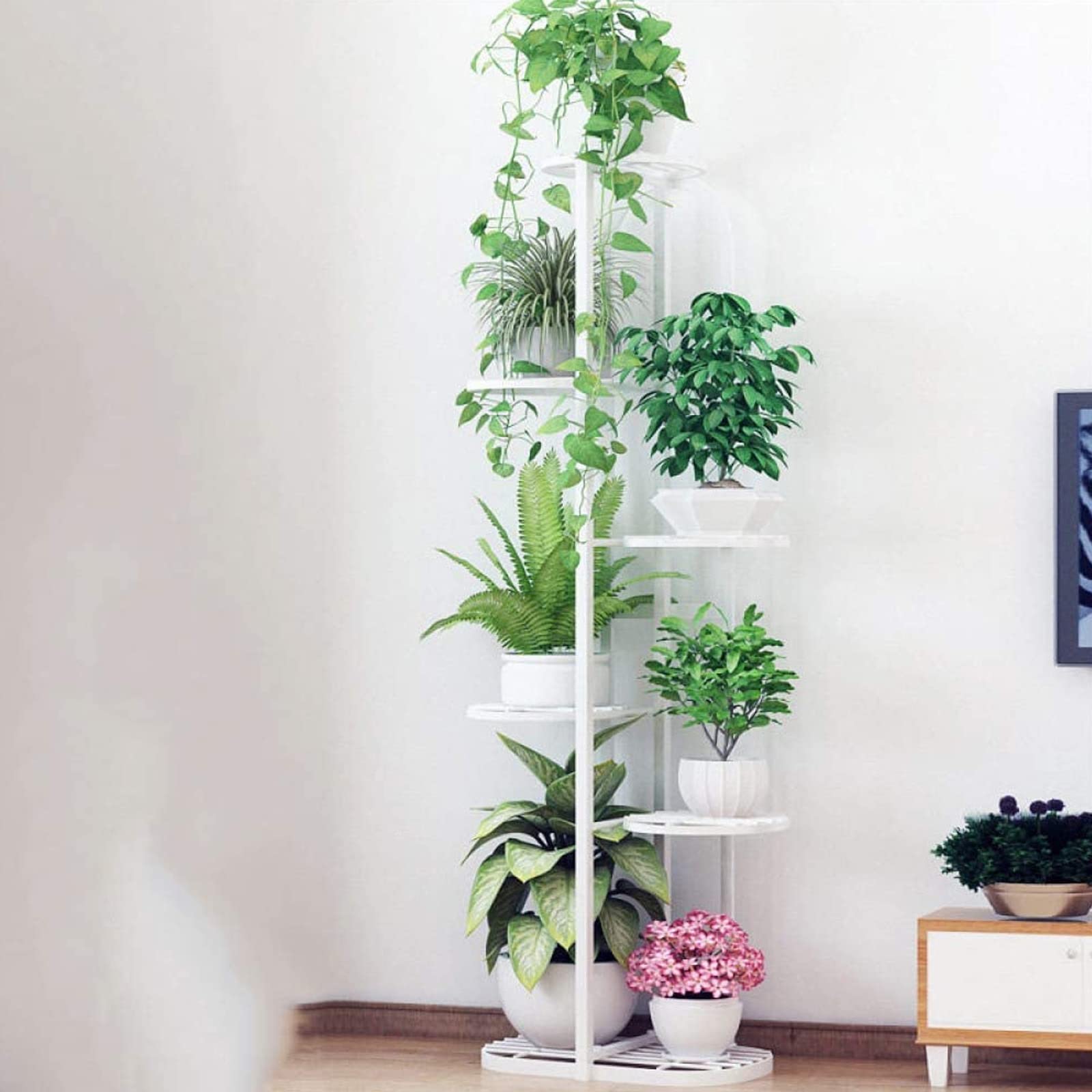 YUANCHUTOP 4/5/6/7/8 Tier Metal Plant Stand, Flower Stand Multiple Flower Pot Holder Shelves Planter Rack Storage Organizer Display Metal Pot Rack, Display Shelf for Home, Balcony,White,8floors