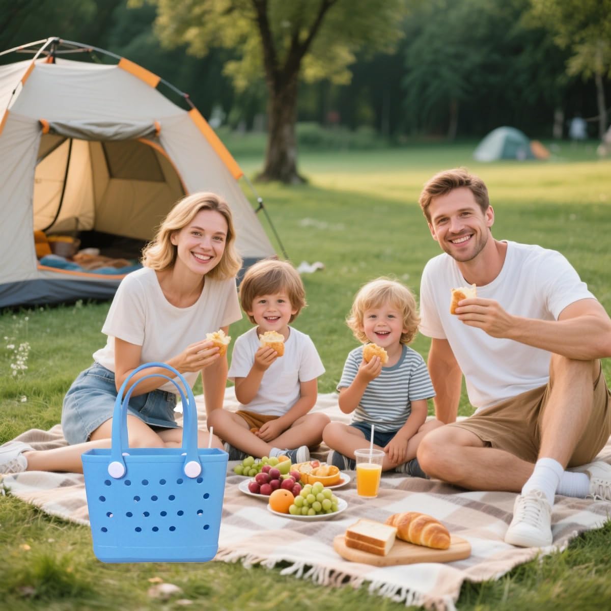 Small Beach Tote Bag, Portable Mini Rubber Tote Bag for Women, 11" x 8.5" x 4.5" Waterproof Cute Beach Bag for Sports - Image 6