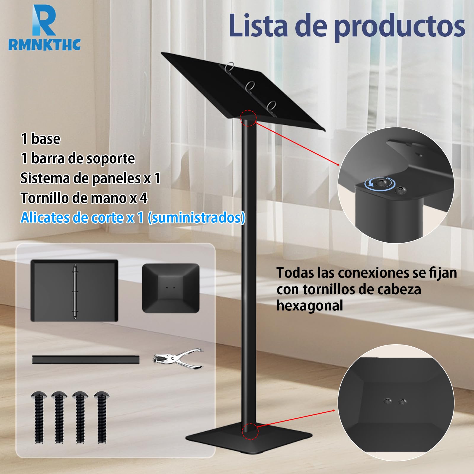 Soporte para menús de metal para exteriores, resistente a la intemperie, con juego de herramientas, soporte para restaurante, cafetería, tienda (negro)