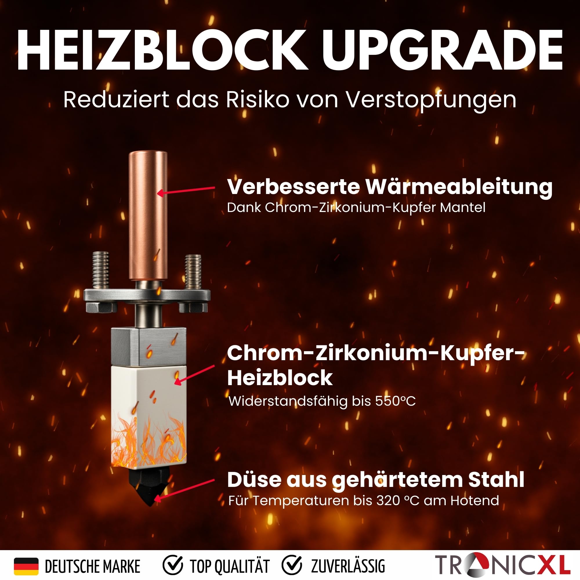 TronicXL Zestaw do drukarki 3D Bambu Lab P1P, P1S, X1, X1C, X1E, przekładnia ekstruder + zestaw Hotend 3.0 + 2 x dysza 0,4 mm, blok grzewczy do bambusa, akcesoria do druku 3D, część zamienna
