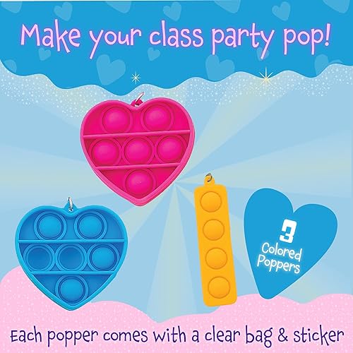 Miniatura 4 de Peaceable Kingdom Tarjetas de San Valentín para el aula de niños, juego de 28 regalos para el día de San Valentín - Mini Popper Heart Pop It Fidgets