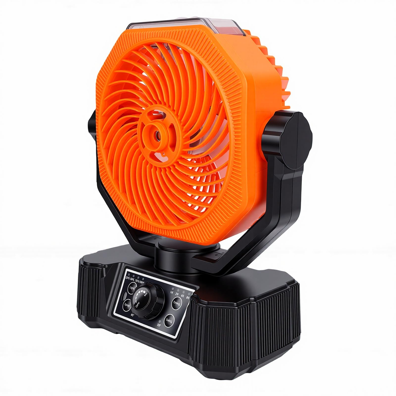 VBESTLIFE Ventilatore da Campeggio Nebulizzante, Pannello Solare con Scuotimento Automatico della Testa, Ventola di Raffreddamento a Basso Rumore con Luce LED, Alimentato a Batteria da 10000 MAh per