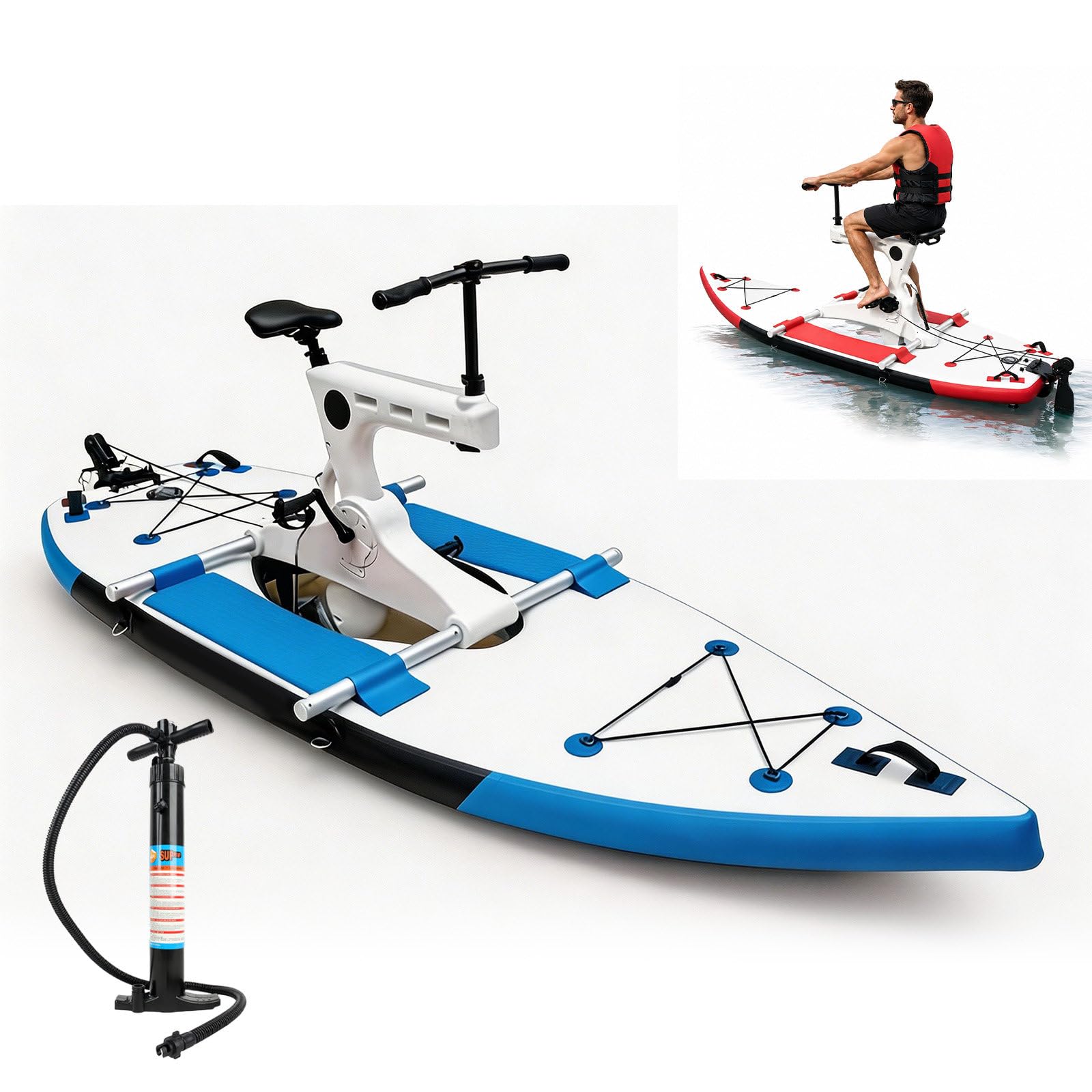 QJJML Inflatable Pedal Water Bike, Water Bike For Adults With 220kg Capacity And Smooth Pedal Drive, water park pedal boat For Lake Resort And Campground Use Blue
