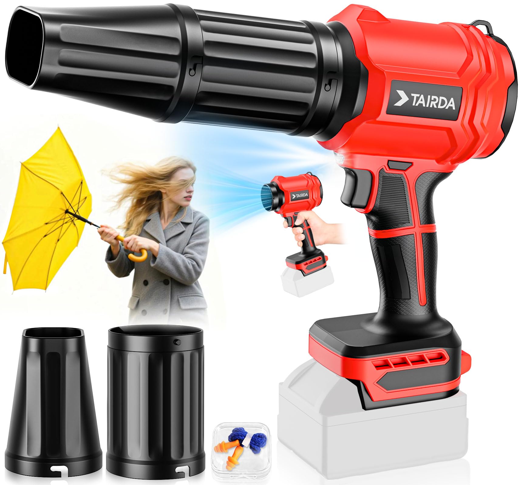 Soffiatore per foglie senza fili, compatibile con batteria Milwaukee da 18 V (senza batteria), mini soffiatore a getto turbo con 2 ugelli, leggero e uso con una sola mano, per patio, garage