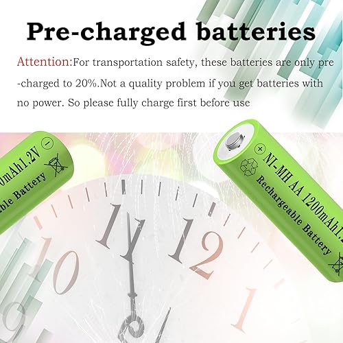 Miniatura 2 de Baterías NiMH de alta capacidad de 1.2 V, tamaño AA de 1200 mAh, doble A, batería recargable ideal para jardín paisajismo, luces solares, luces de
