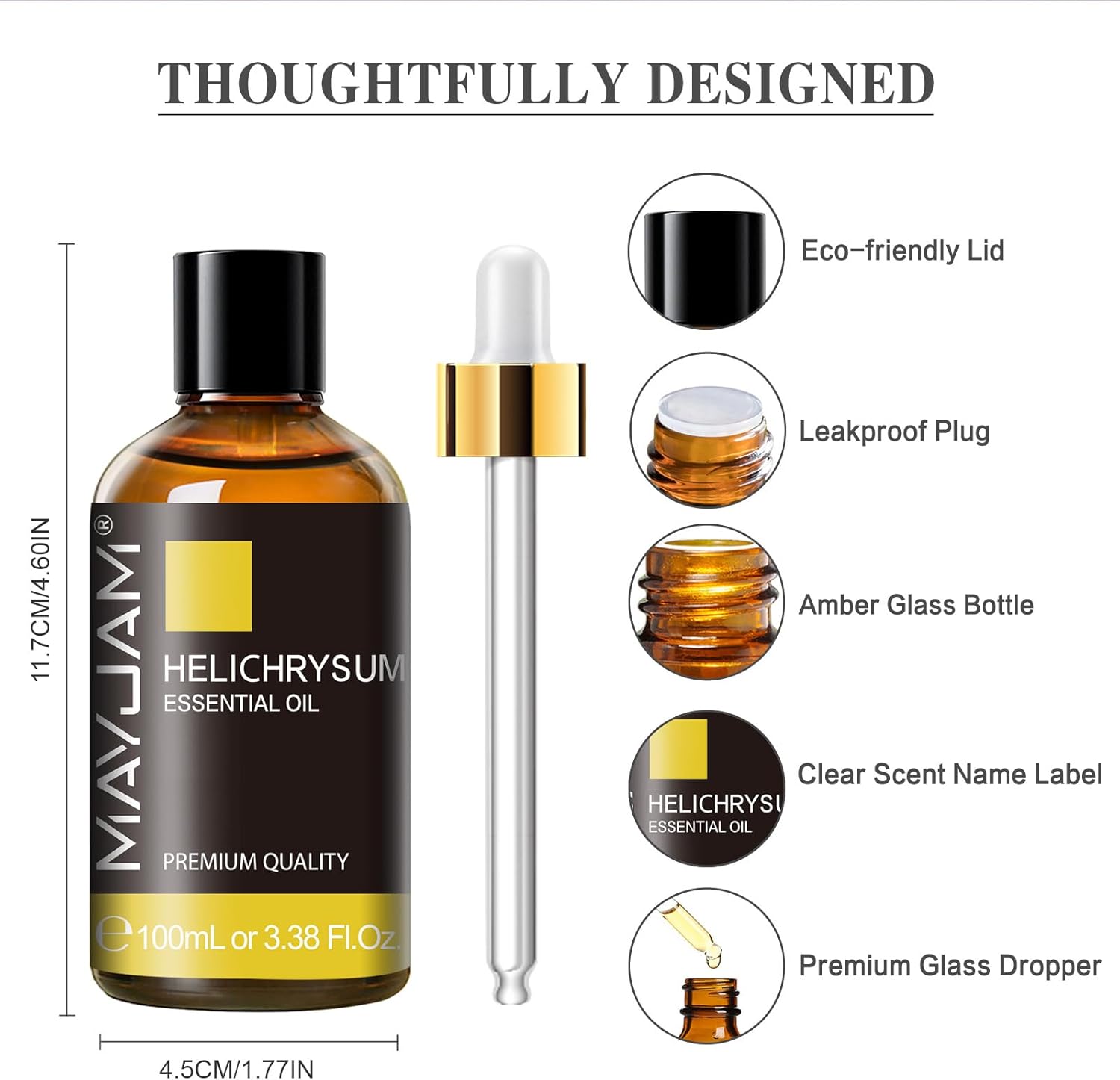 Helichrysum Essential Oil, MAYJAM Pure Essential Oils for Diffusers, 3.38FL.OZ/100ML Large Volume Helichrysum Oil with Premium Glass Dropper - Image 6