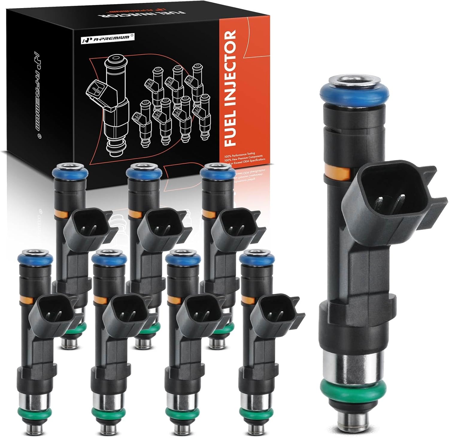 A-Premium Fuel Injectors Compatible with Ford E-150, E-250, Expedition, F-150, E-150/E-350 Club Wagon, E-350/E-450/F-250/F-350 Super Duty, 2003-2009, V8 5.4L, Replace# 0280158138