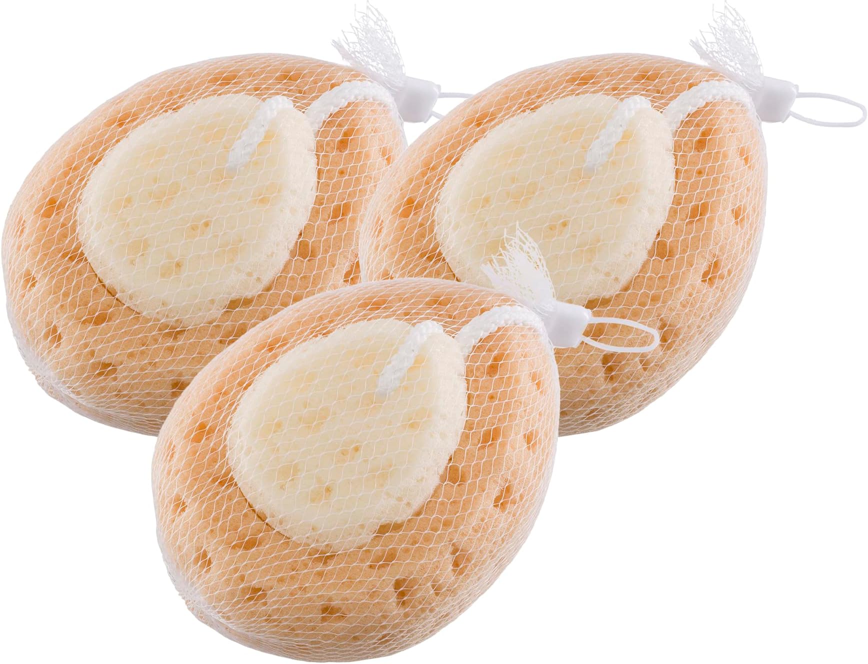 Freeman Faux Sea Sponge Set, Bath & Shower Sponge, Deep Cleansing Bath Sponge for Face & Body, Pairs with Face Cleanser & Body Wash, Multitasking Bath Accessory, Cruelty Free, 3 Count