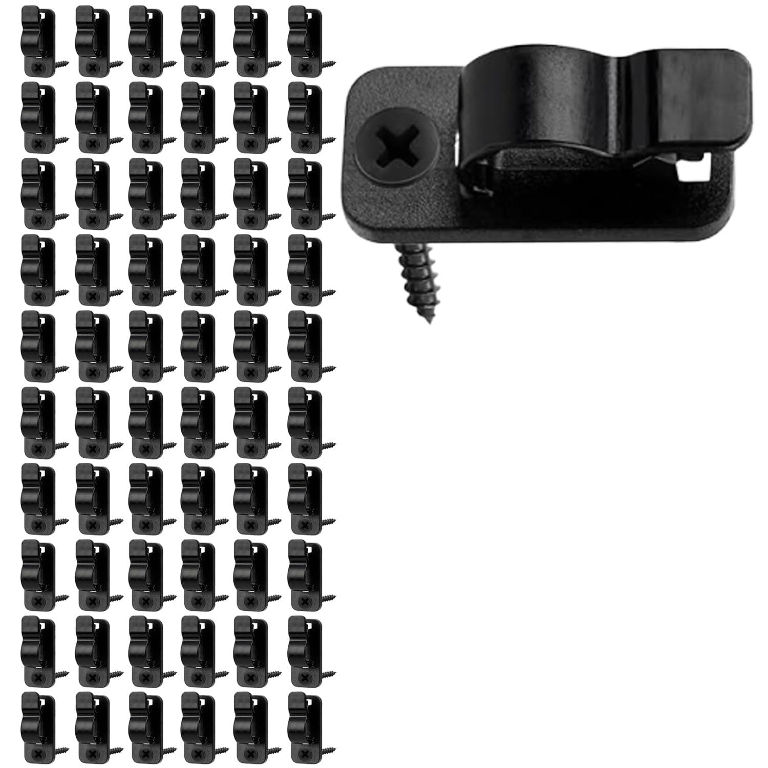 TIHNY Outdoor Light Hooks and Clips, 60 Pack Screw-in Hooks for Outdoor String Lights, Fence Panel Cable Hangers, Weather Resistant for Patio, Festival, Yard Decor