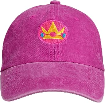 C-ZOFEK Embroidery Peach Hat Washed Denim Magenta Baseball Sun Cap Adjustable for Women