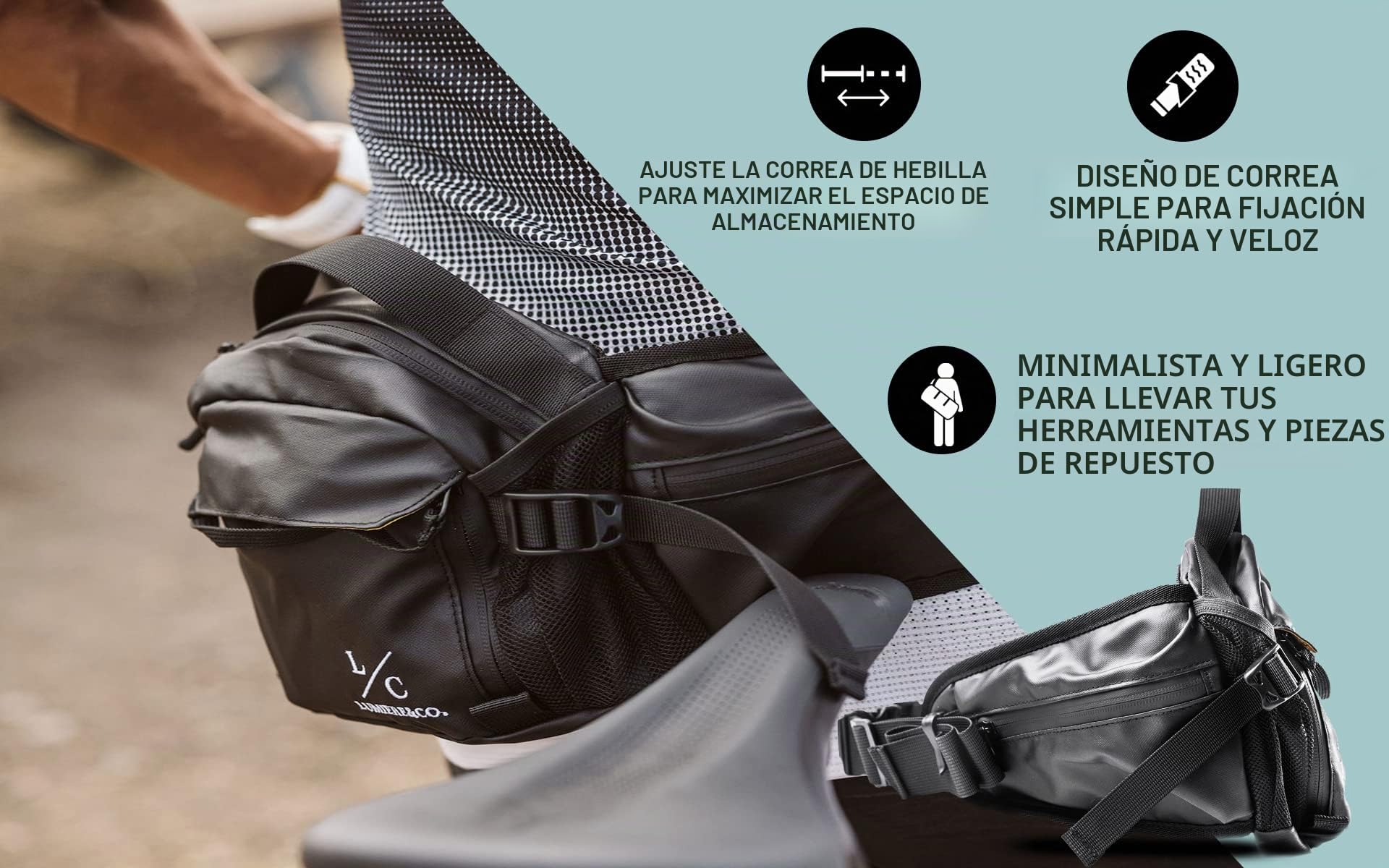 Lumiere & Co. Riñonera MTB Resistente al Agua para Bicicleta de Montaña, Bolso para la Cintura Resistente para Montar en Bici, Riñonera versátil