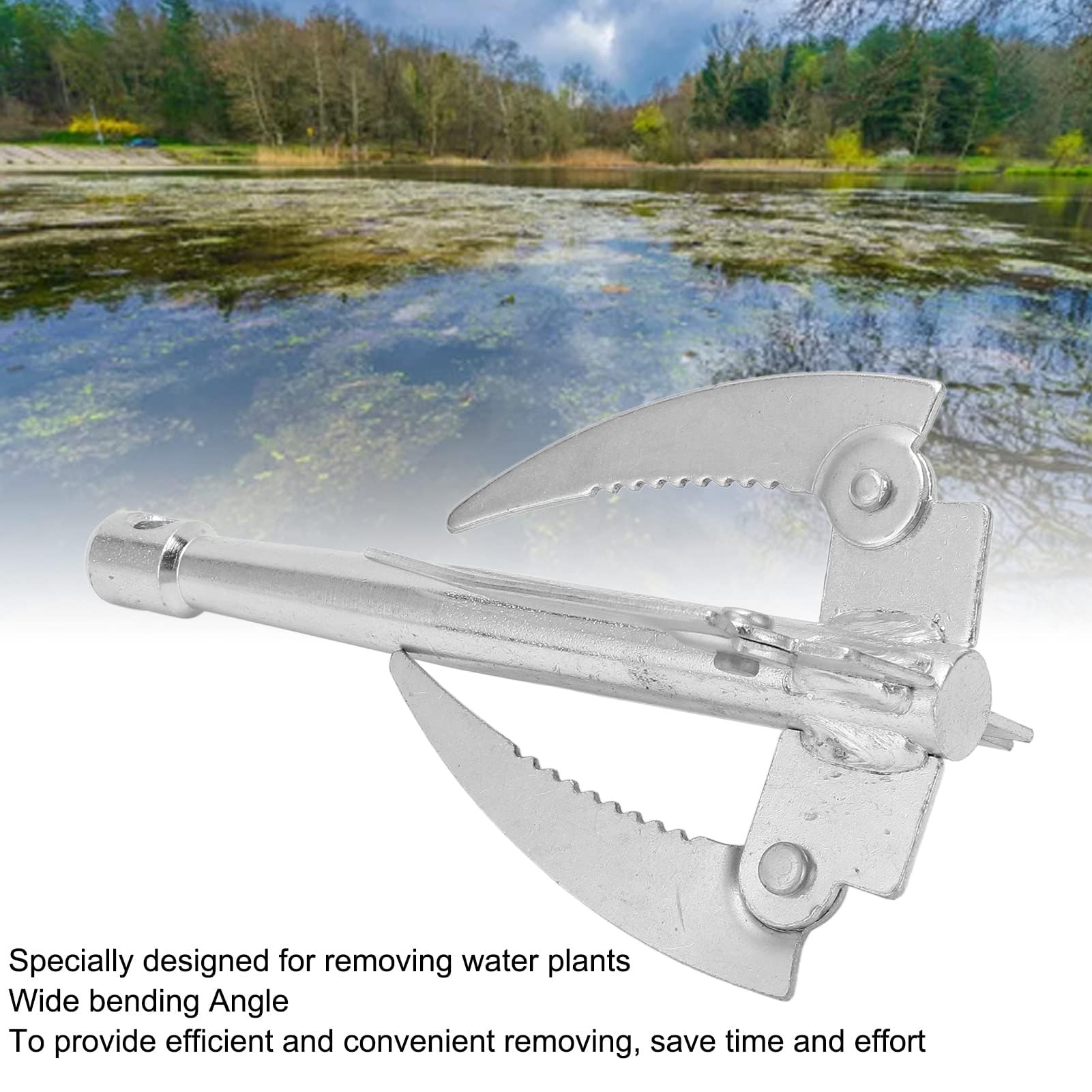 Dilwe Faucille de Pêche Pliable, Couteau à Herbes Aquatiques en Acier Inoxydable avec Corde 10m - Outil de Nettoyage de Poste de Pêche