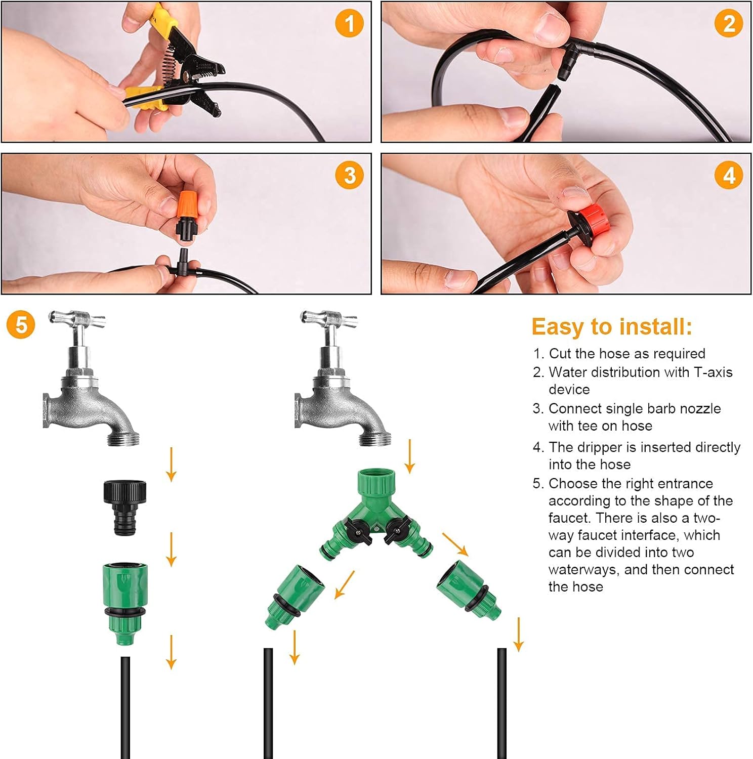 Garden Irrigation Drip Kit, 100ft/30M Plant Automatic Watering System - Micro DIY Irrigation Tubing Kits, Blank Distribution Hose Atomizing Nozzles Drippers for Greenhouse, Flower Bed,Patio,Lawn : Patio, Lawn & Garden
