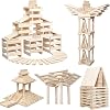 Wooden Building Blocks 100PCS Montessori STEM Toy for Kids, Solid Natural Pine Wood, Creative Shapes for 3D Space Stacking Games and Sensory Play, Educational Preschool Learning for Boys & Girls