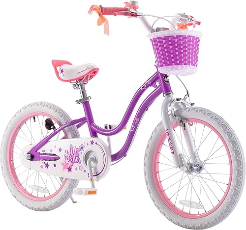 RoyalBaby Stargirl - Bicicleta infantil para niñas de 12, 14, 16, 18, 20 pulgadas, con cesta para edades de 3 a 12 años
