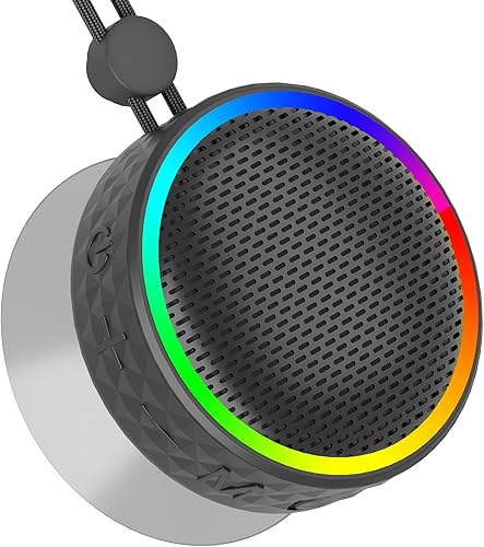 Altavoz de ducha Bluetooth, altavoz inalámbrico portátil, ventosa, altavoz Bluetooth con luces RGB, sonido HD de 360, compatible con tarjeta TF,