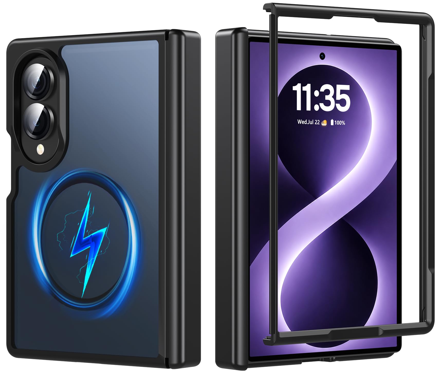 Magnetic for Samsung Galaxy Z Fold 8 Case Full Hinge Protection,Black