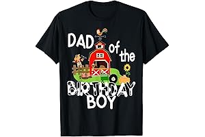 Dad of The Birthday Boy Tractor Farm Animals Barnyard Birthday Party T-Shirt