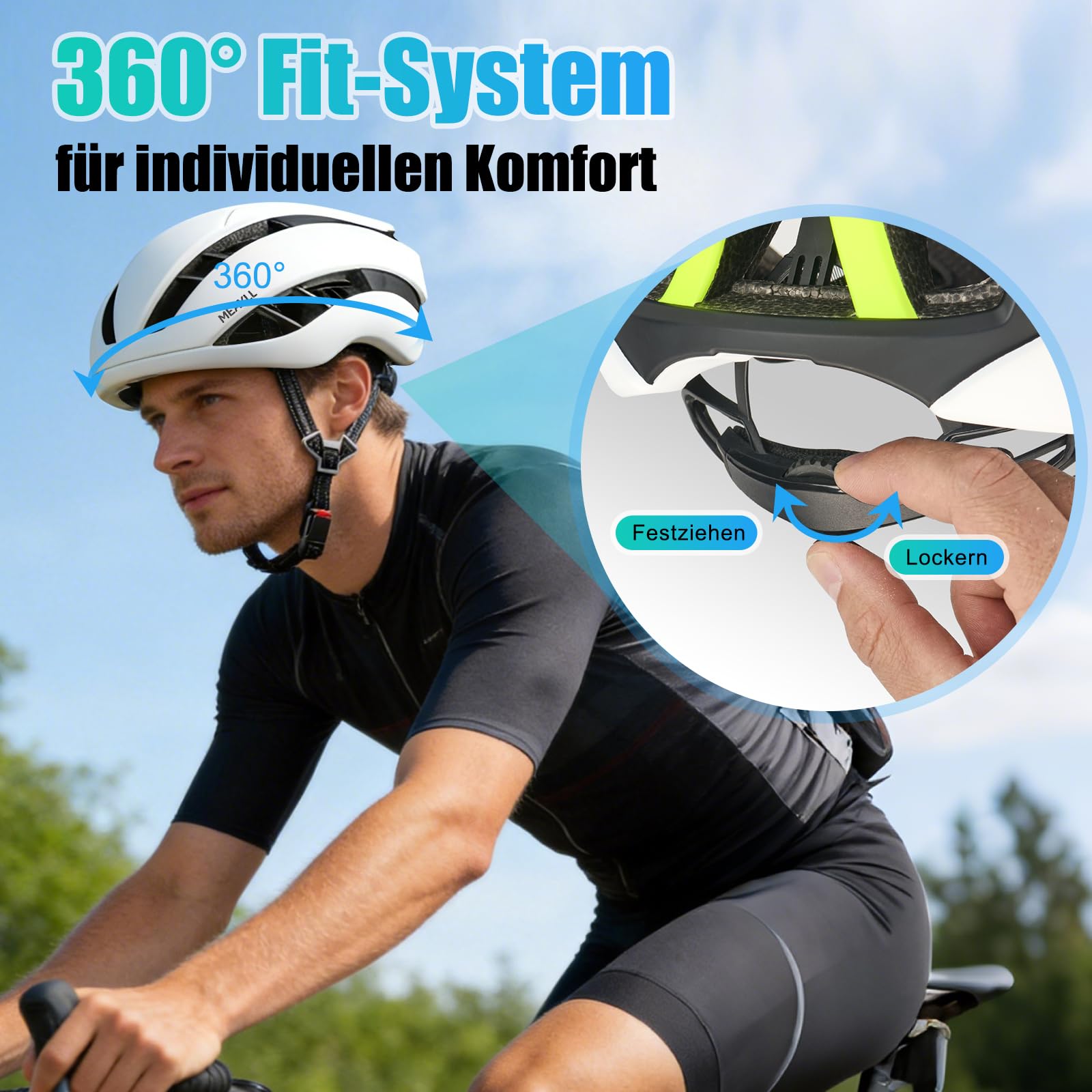 Fahrradhelm Herren Damen, Leichter Fahrradhelm Erwachsene für City & Rennrad mit Magnetverschluss, 16 Belüftungsöffnungen, CE EN1078 – Verstellbar M/L (55–61 cm, ca. 290–300g)