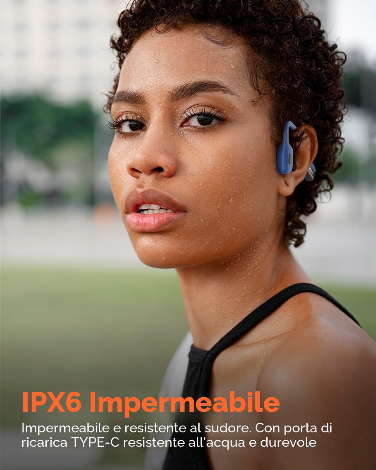 SANOTO Cuffie Conduzione Ossea Bluetooth 5.3, Cuffie a Conduzione Osseas Aperto Con 8 H Di Autonomia, Auricolari Conduzion Ossea Con Doppio Mic, Cuffia Osseas Conduzione Impermeabili IPX6, Per Jogging