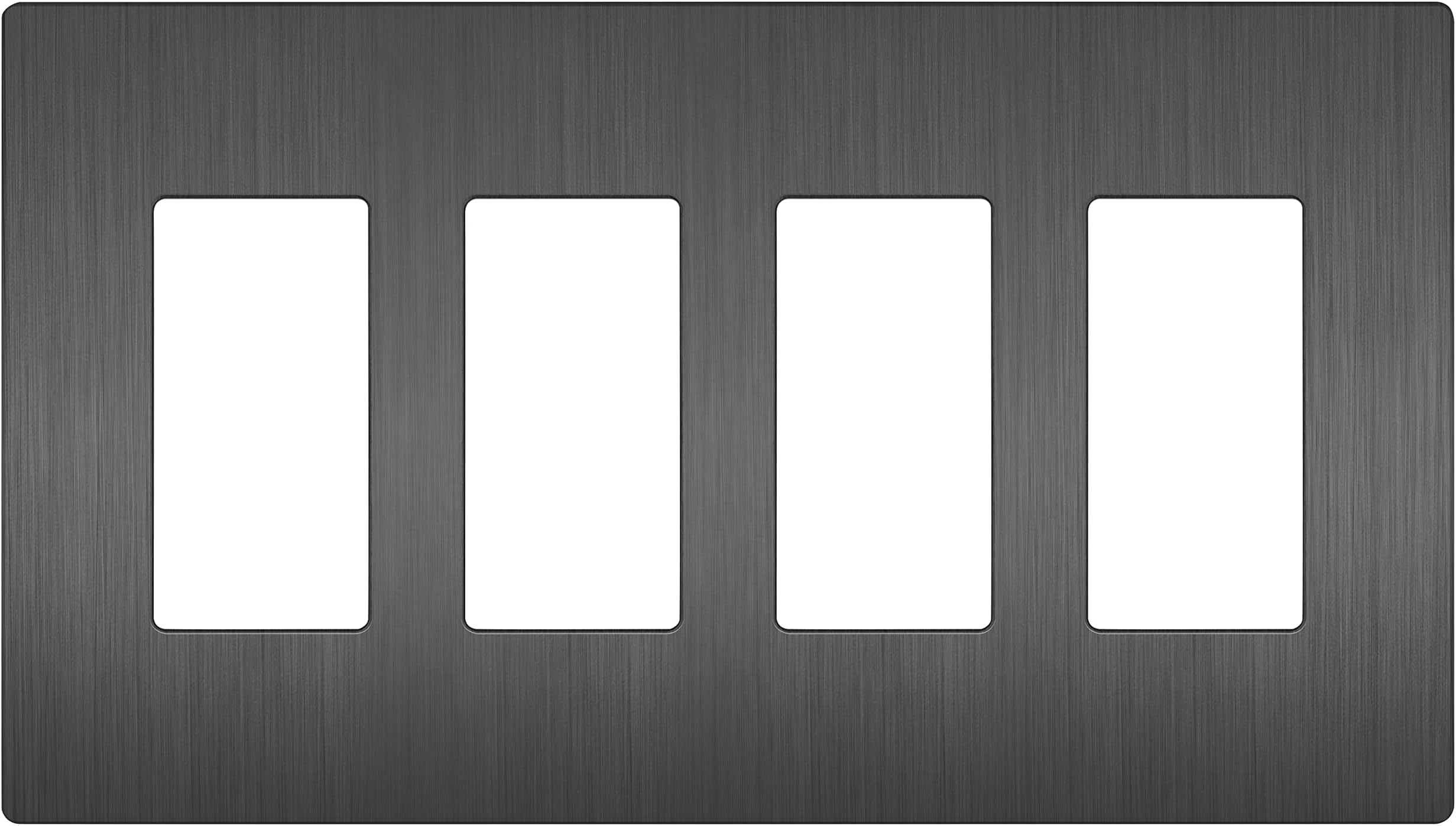 LIDERBrushed Finish Decorator Switch Cover, Screwless Wall Plate, Mid-Size 4-Gang 4.88" x 8.58", Unbreakable Polycarbonate Thermoplastic, UL Listed, LSWP-34M-BSG, Brushed Space Gray