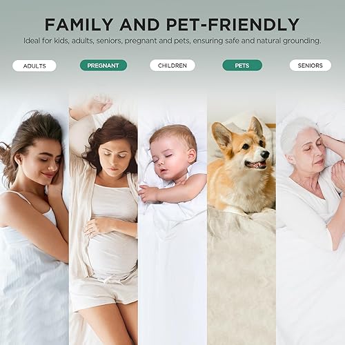 Miniatura 8 de MURT Sábanas de tierra de lujo para un mejor sueño, 90% Tencel real y 10% fibra de plata pura, probador de puesta a tierra, frescas y transpirables,